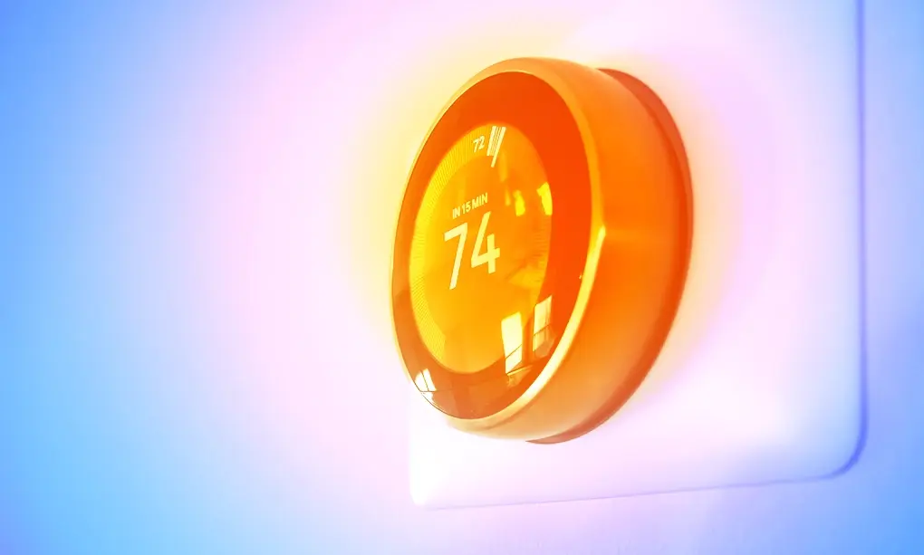 Smart thermostat set to 74 degrees